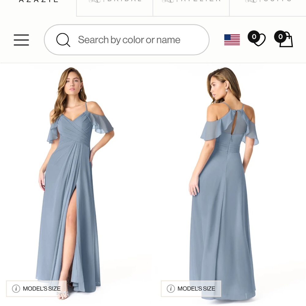 Azazie Cold Shoulder Maxi Dress in Gray